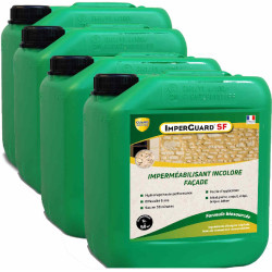 ImperGuard SF - 4x5L - 20L - Imperméabilisant Façade Incolore Haute Performance Formule Végétale-Pierre, Crépis - 5ans